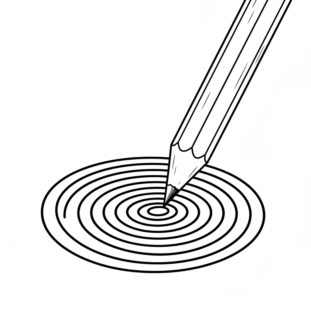 simple drawing of large sharpened coloring page