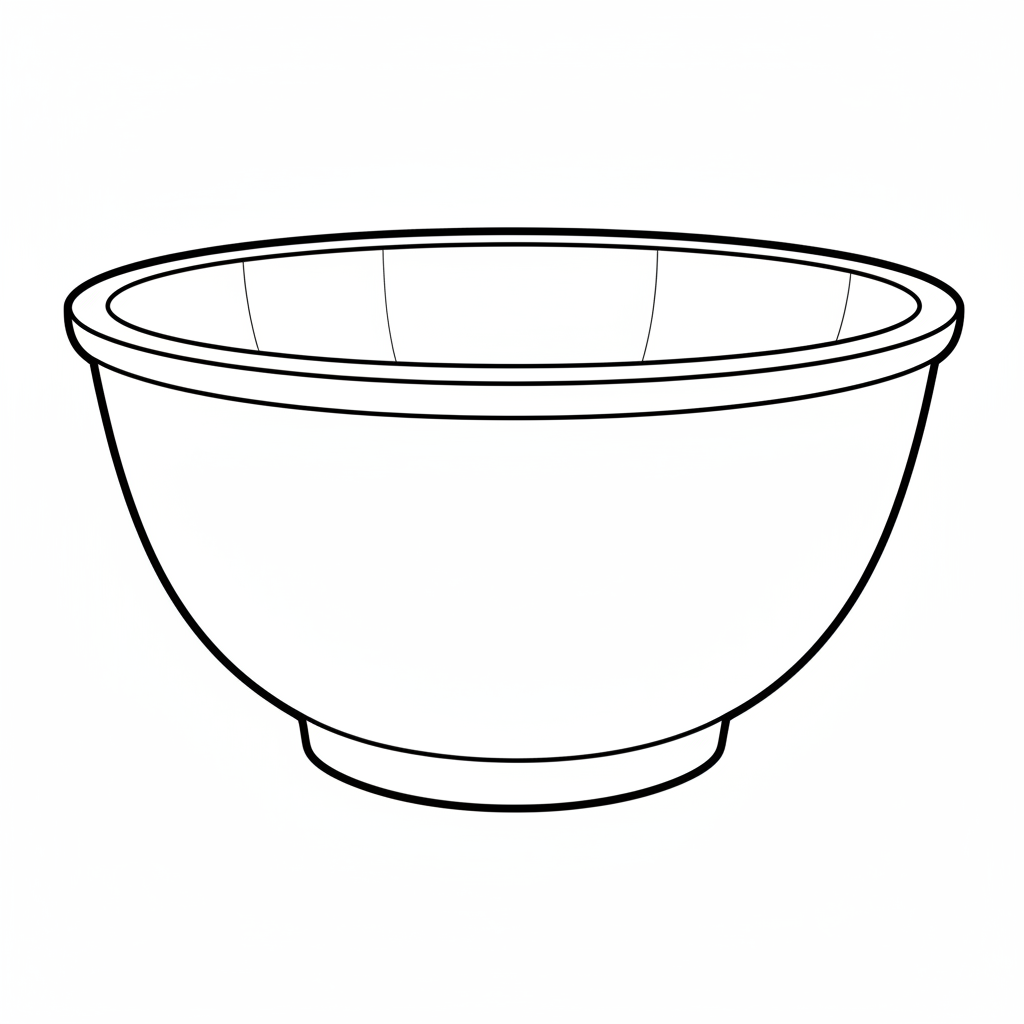 simple drawing of mixing bowl coloring page