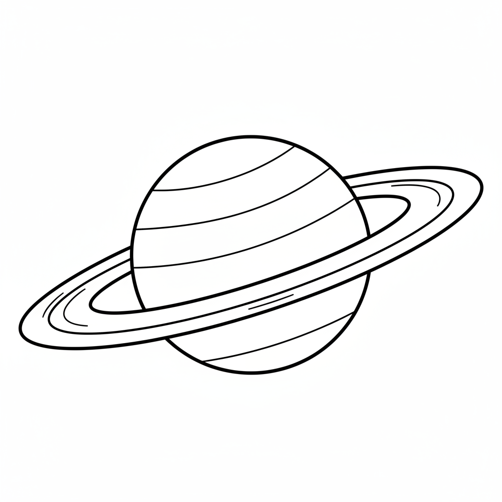 simple drawing of planet saturn coloring page