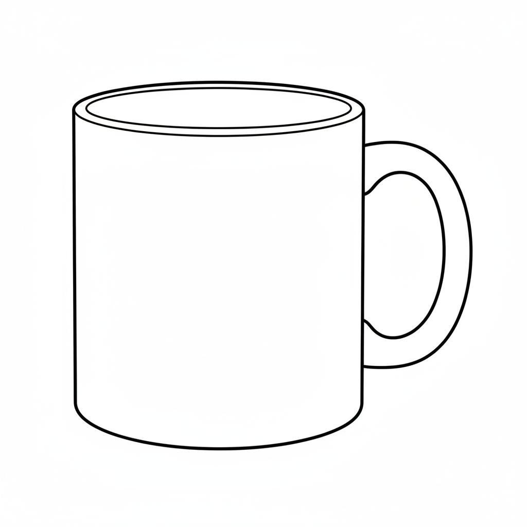 simple drawing of standard coffee coloring page