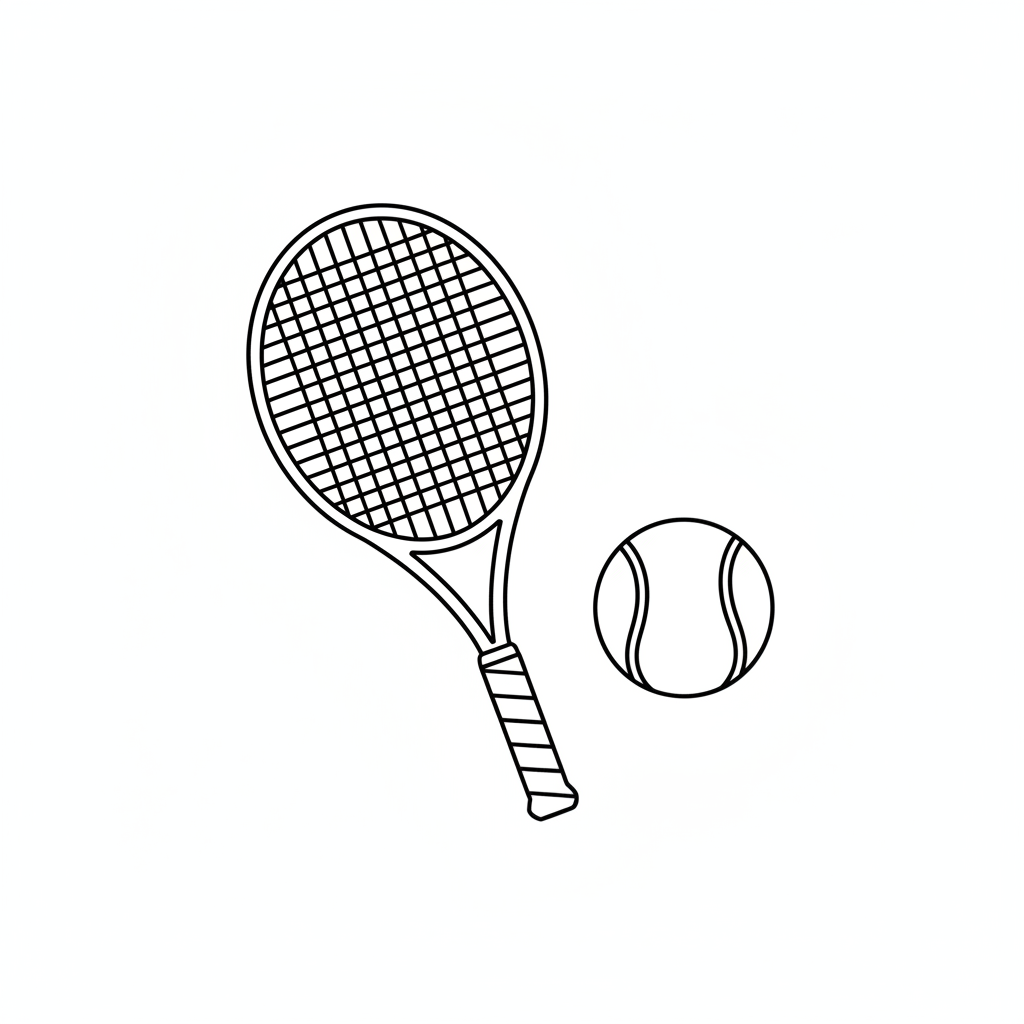simple drawing of tennis racket coloring page