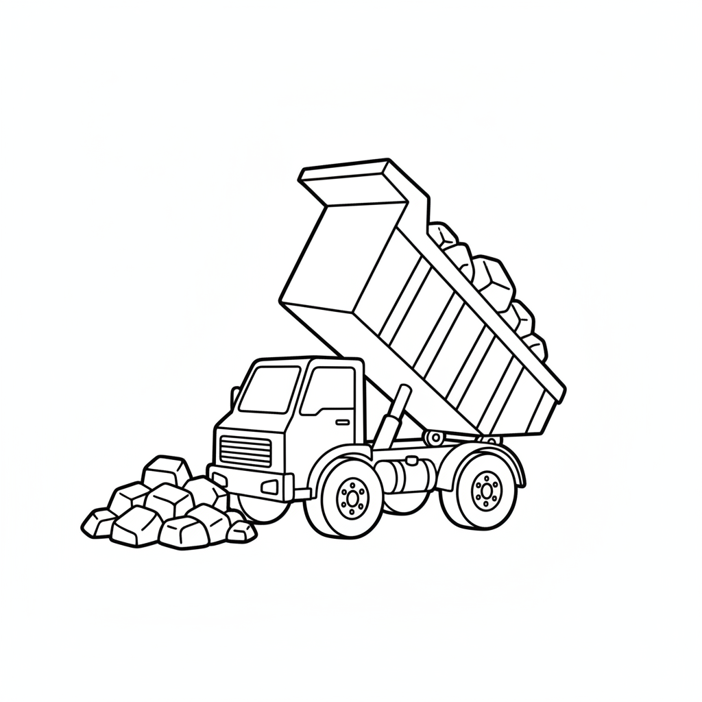 simple dump truck viewed from coloring page
