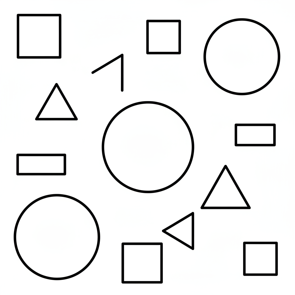 simple educational collection of various coloring page