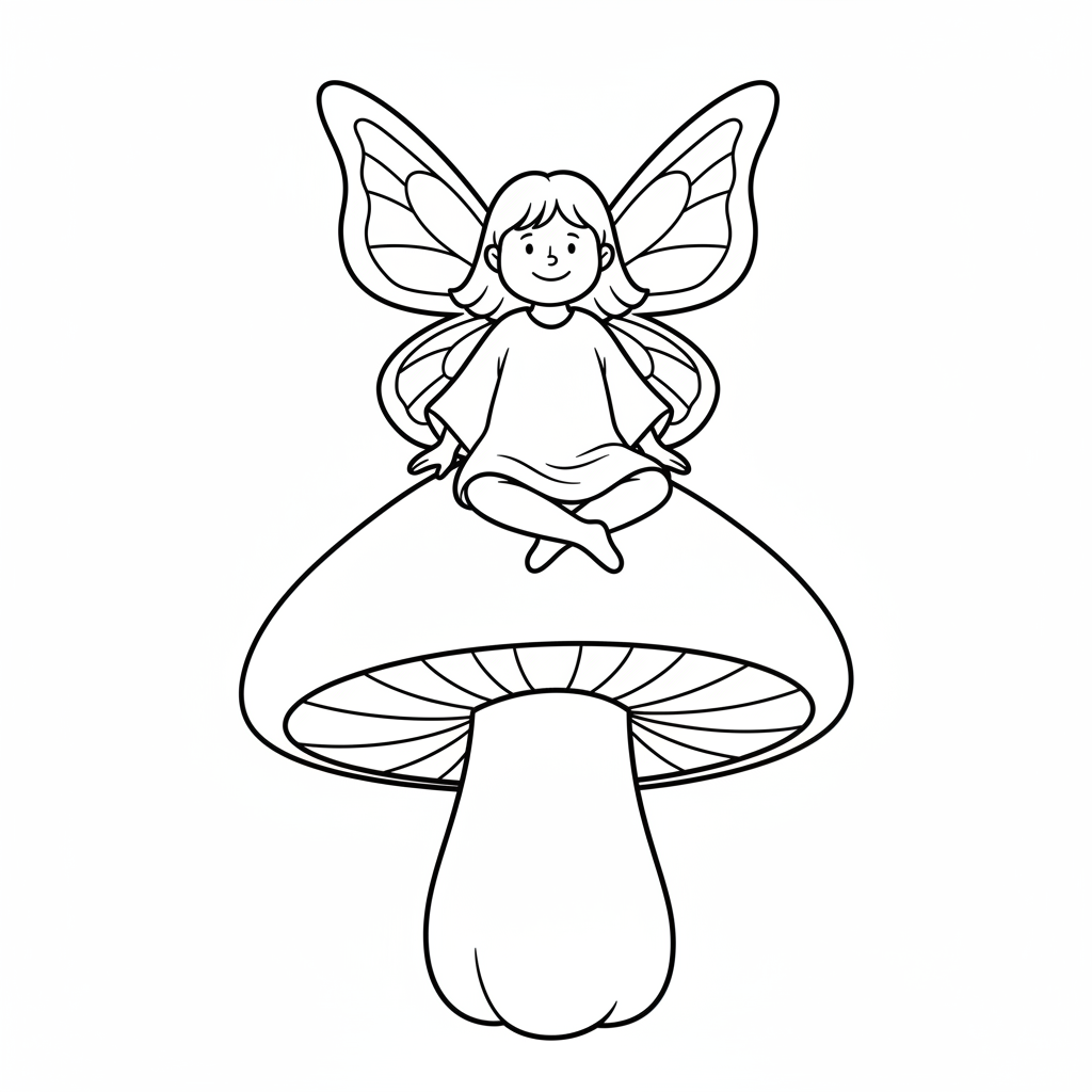 simple fairy with butterfly wings coloring page