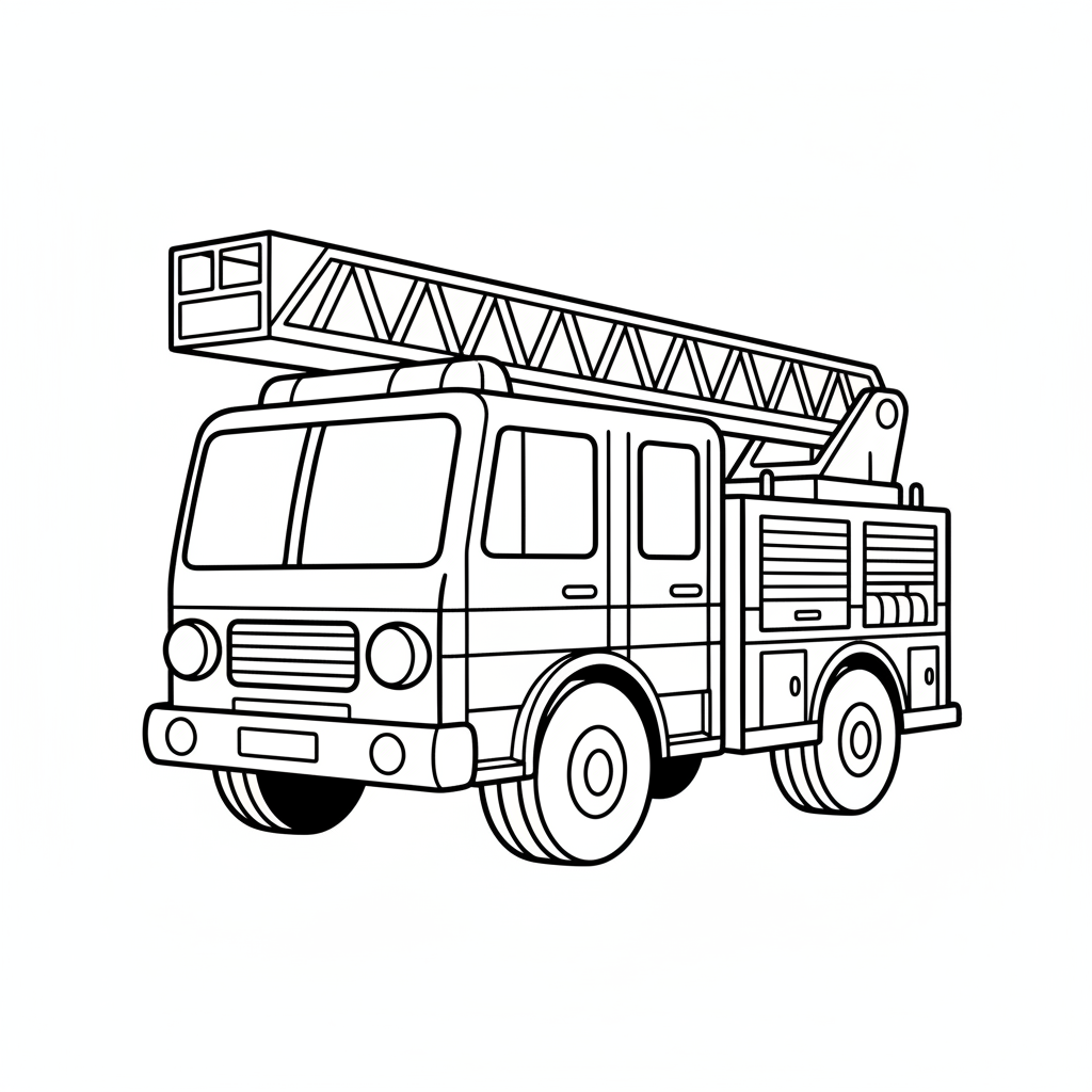 simple fire truck li coloring page