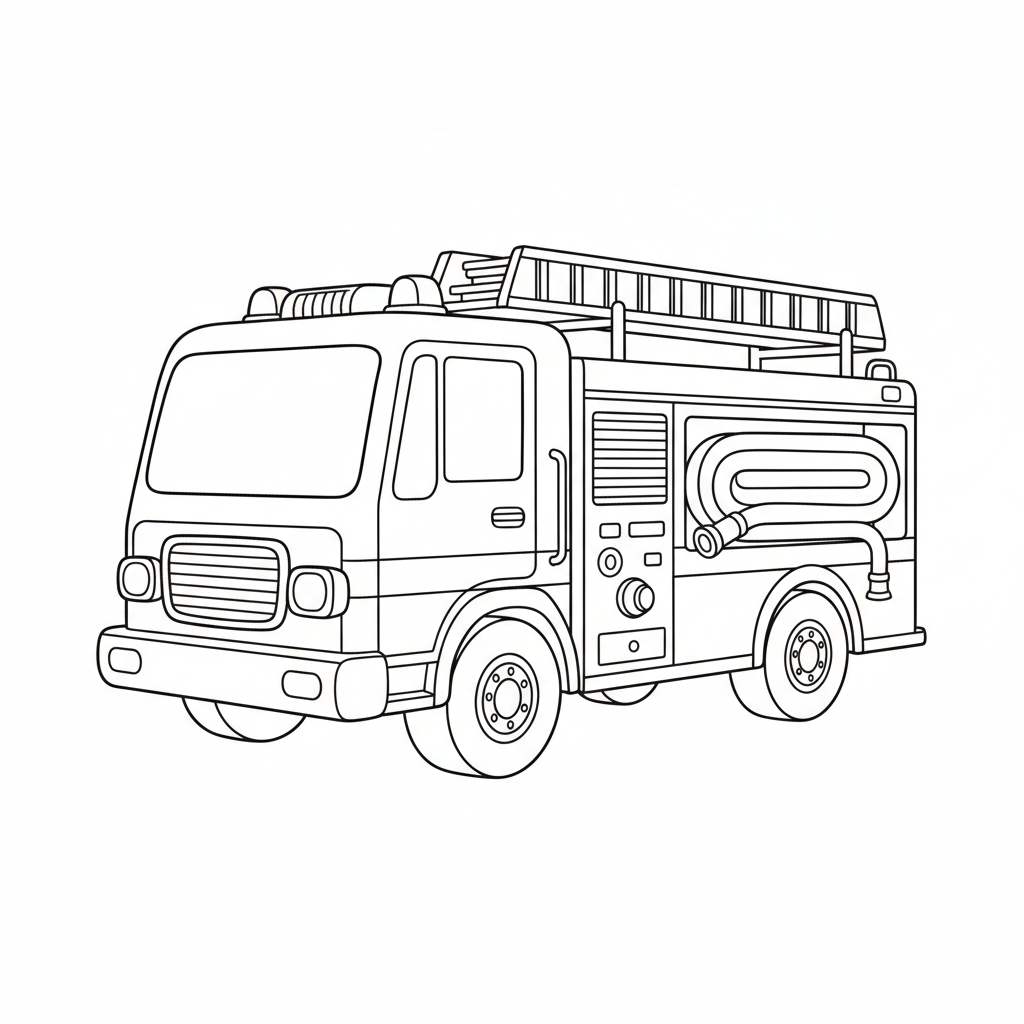 simple fire truck truck is coloring page