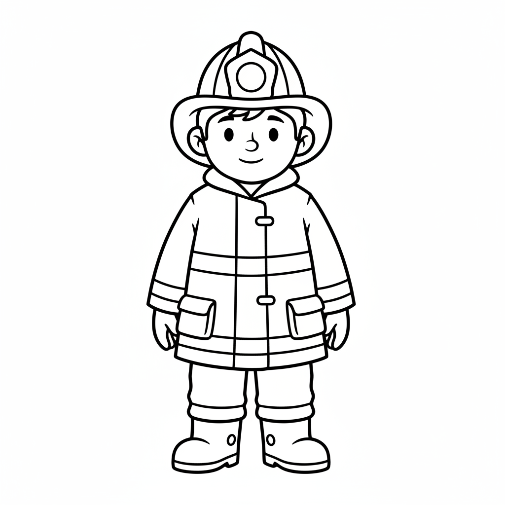simple firefighter l coloring page for kids