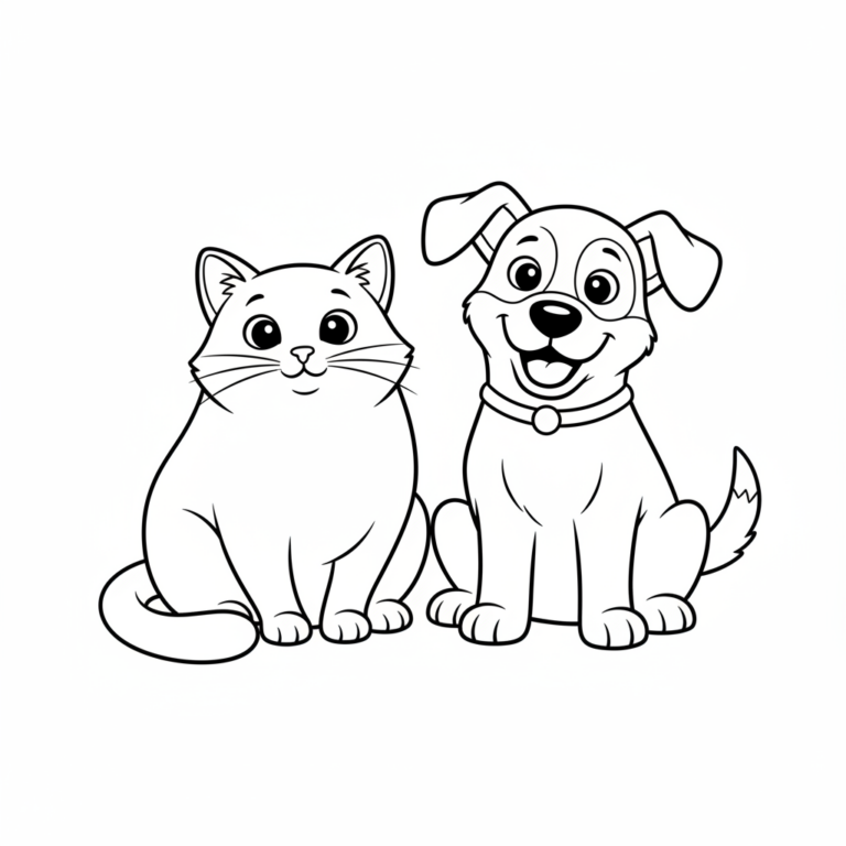 cat dog coloring