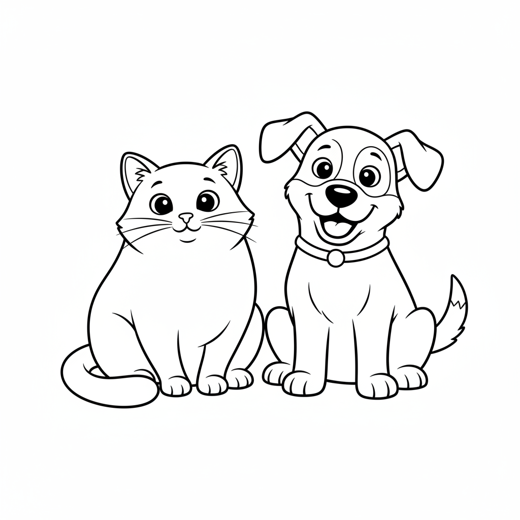 cat dog coloring