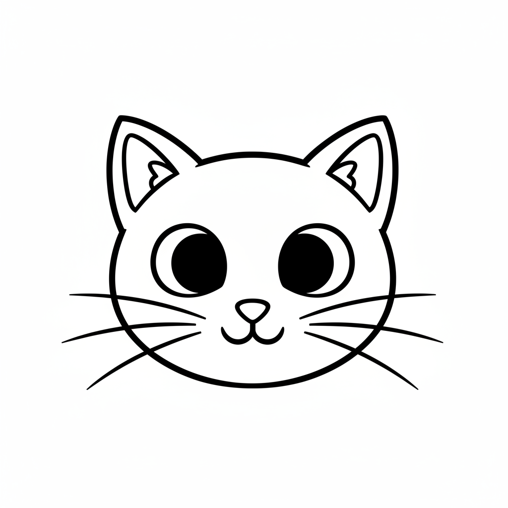 simple friendly drawing of cat coloring page