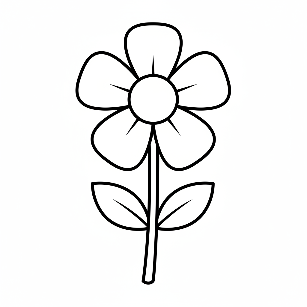 simple friendly drawing of single coloring page