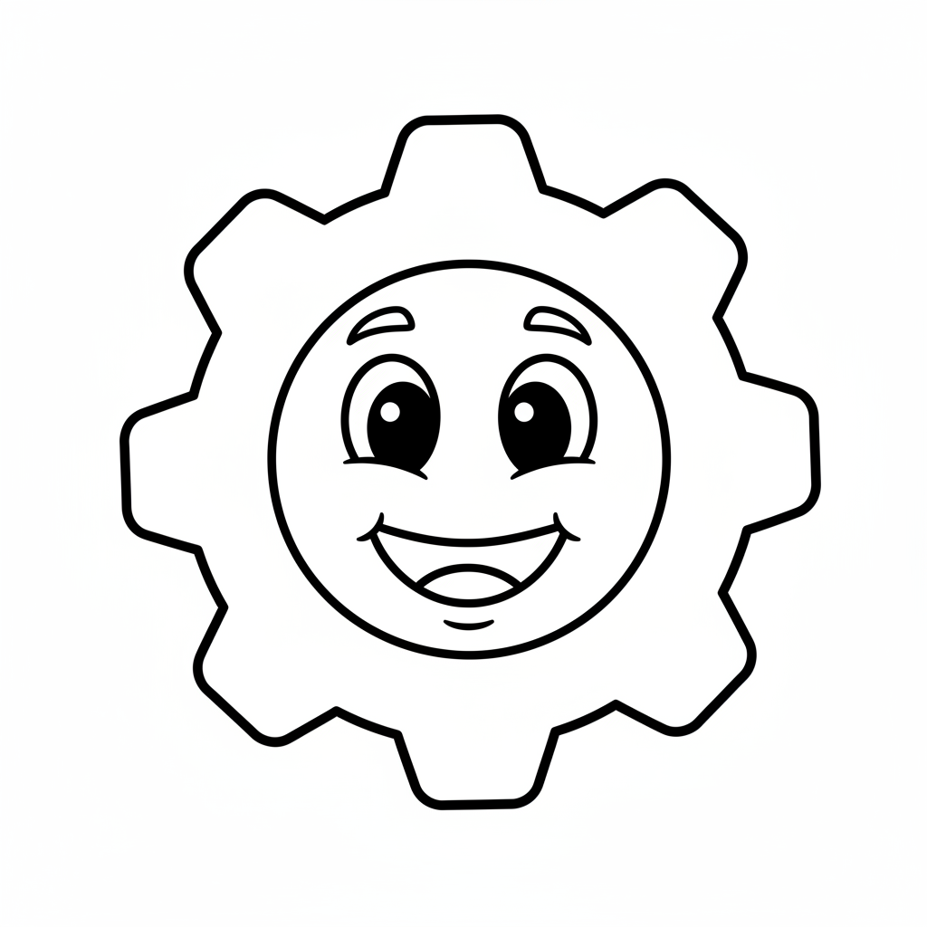 simple friendly drawing of single coloring page