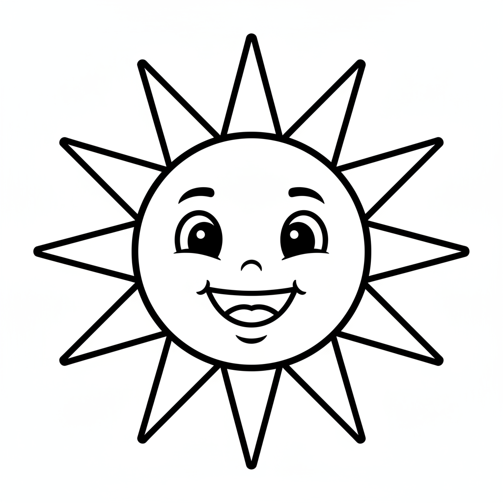 simple friendly drawing of smiling coloring page
