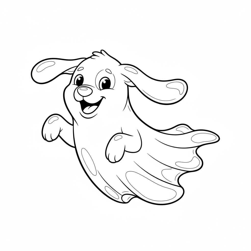 simple friendly ghost dog coloring page
