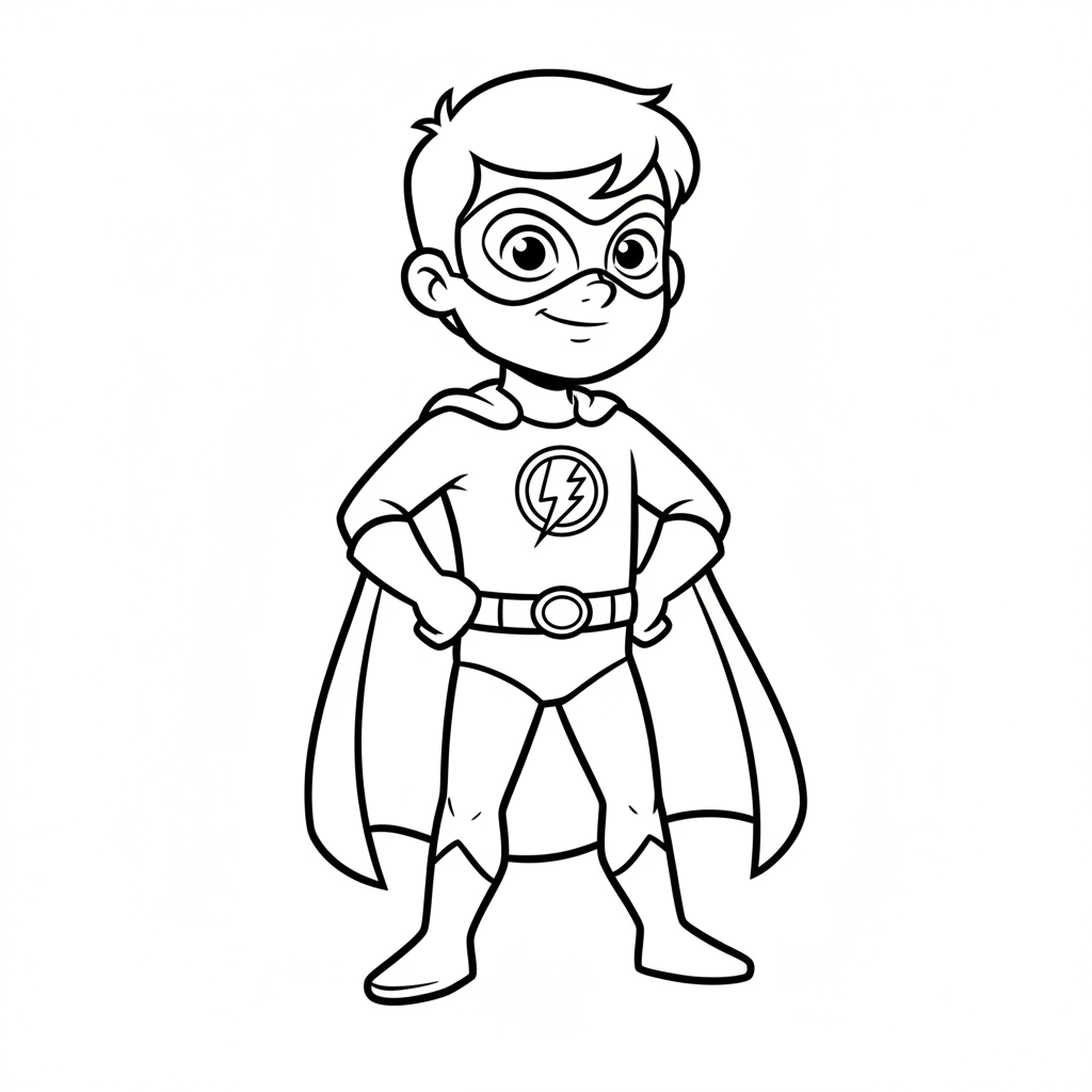 simple friendly of generic superhero coloring page