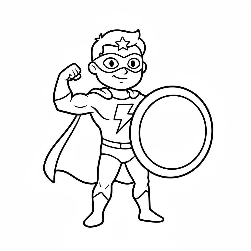 simple friendly of generic superhero coloring page