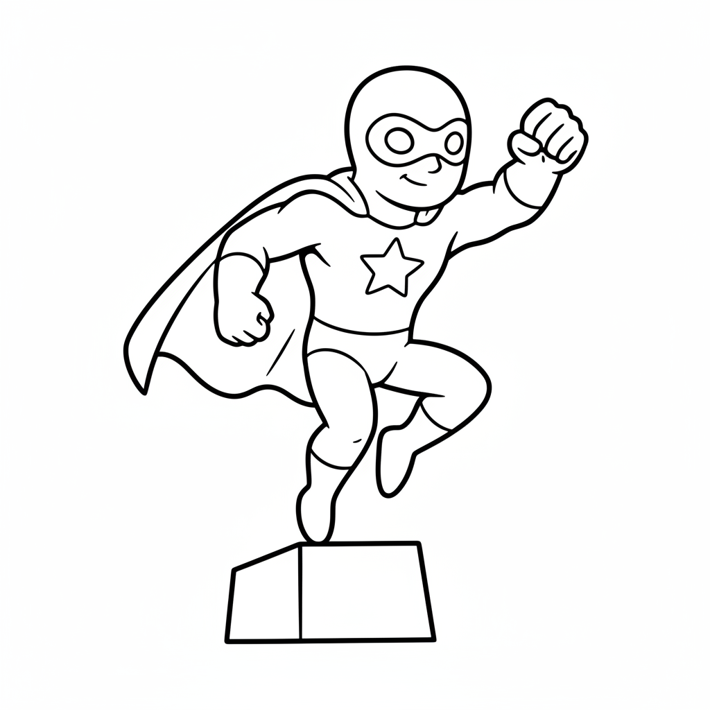 simple friendly of generic superhero coloring page