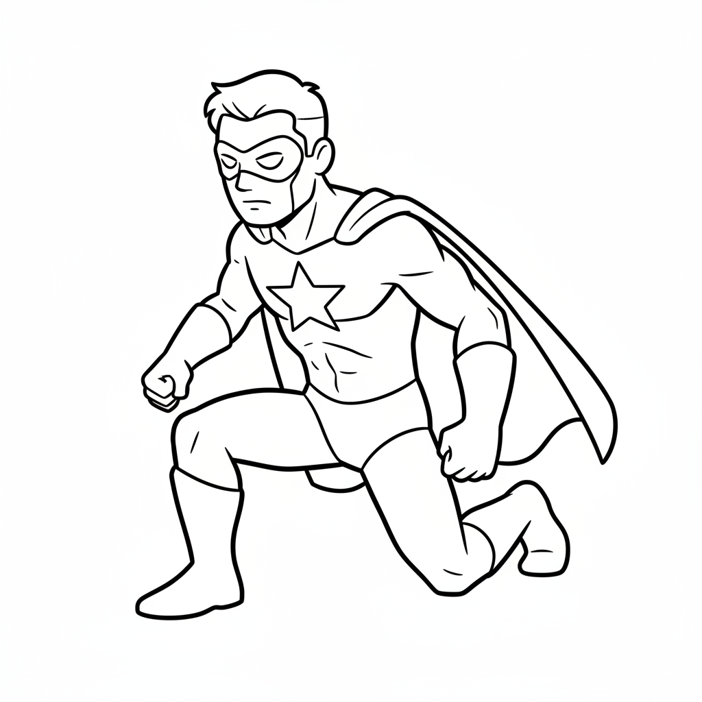 simple friendly of generic superhero coloring page