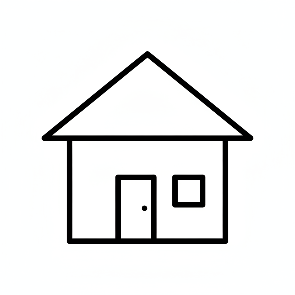 simple front view of house coloring page