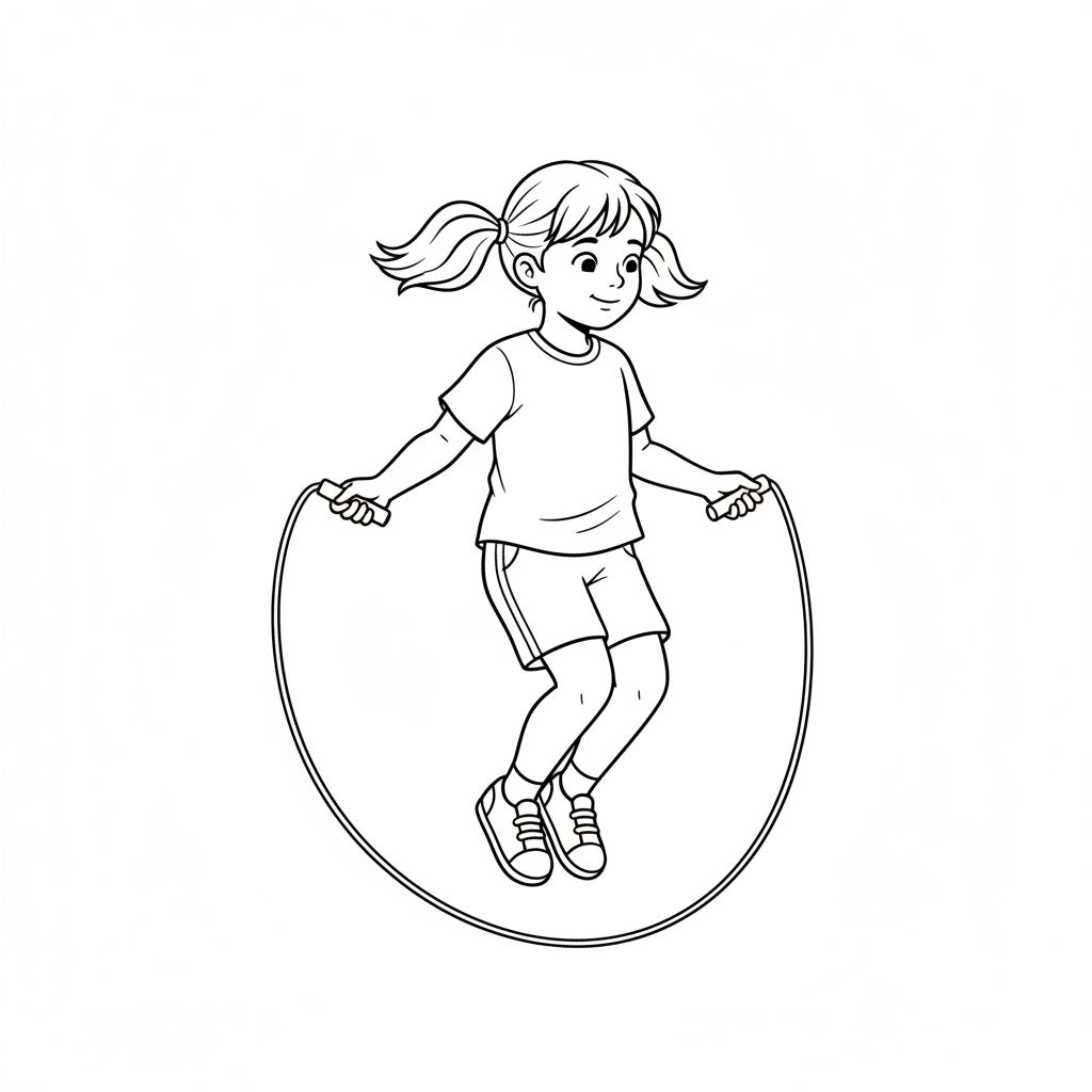 simple girl viewed from coloring page