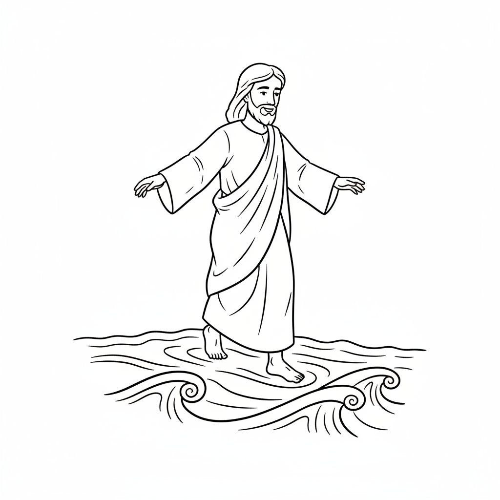 simple jesus is shown walking coloring page