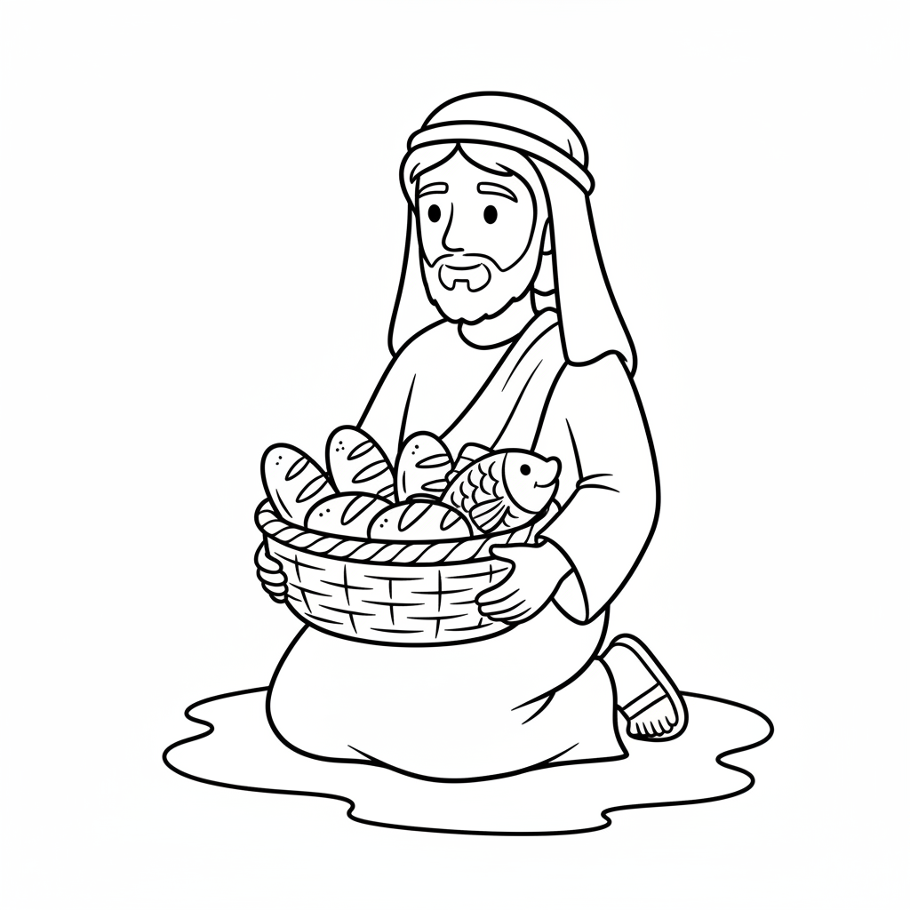 simple jesus is sitting or coloring page