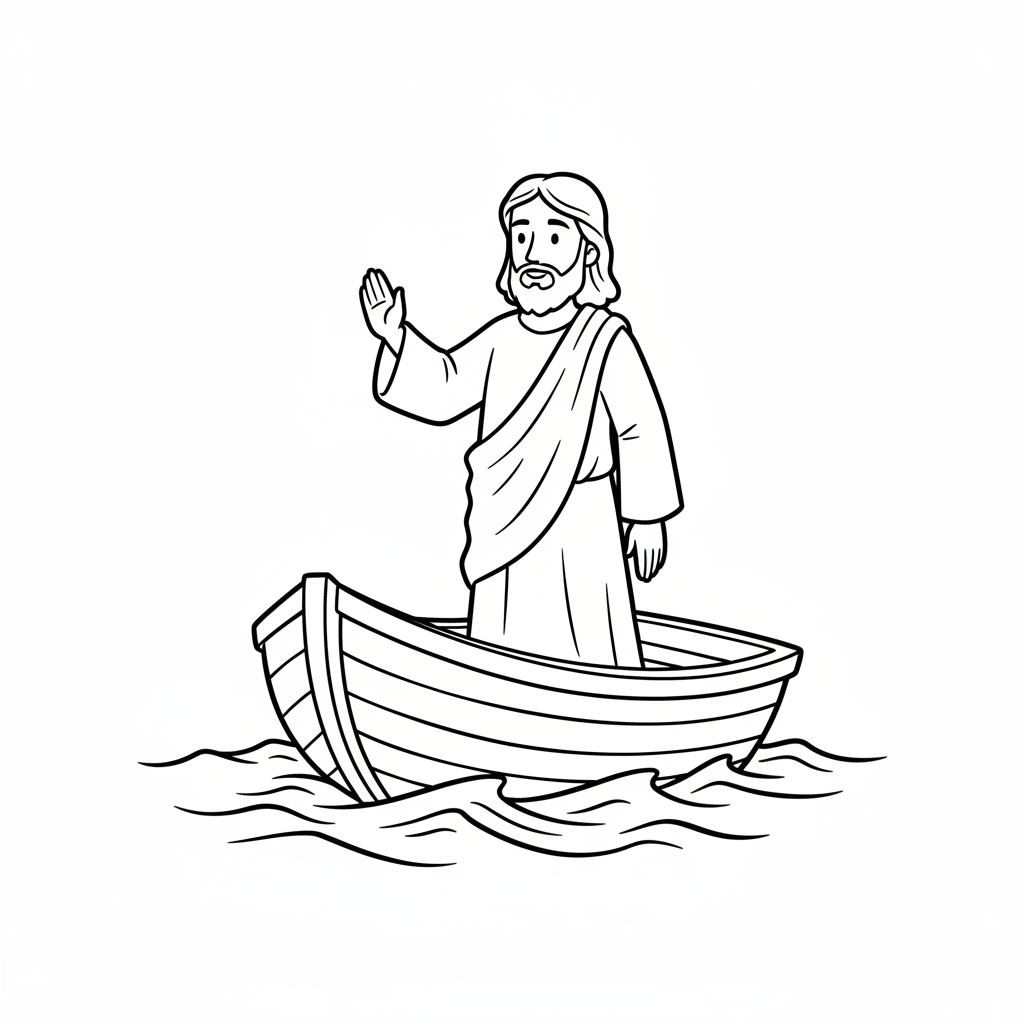 simple jesus is standing in coloring page