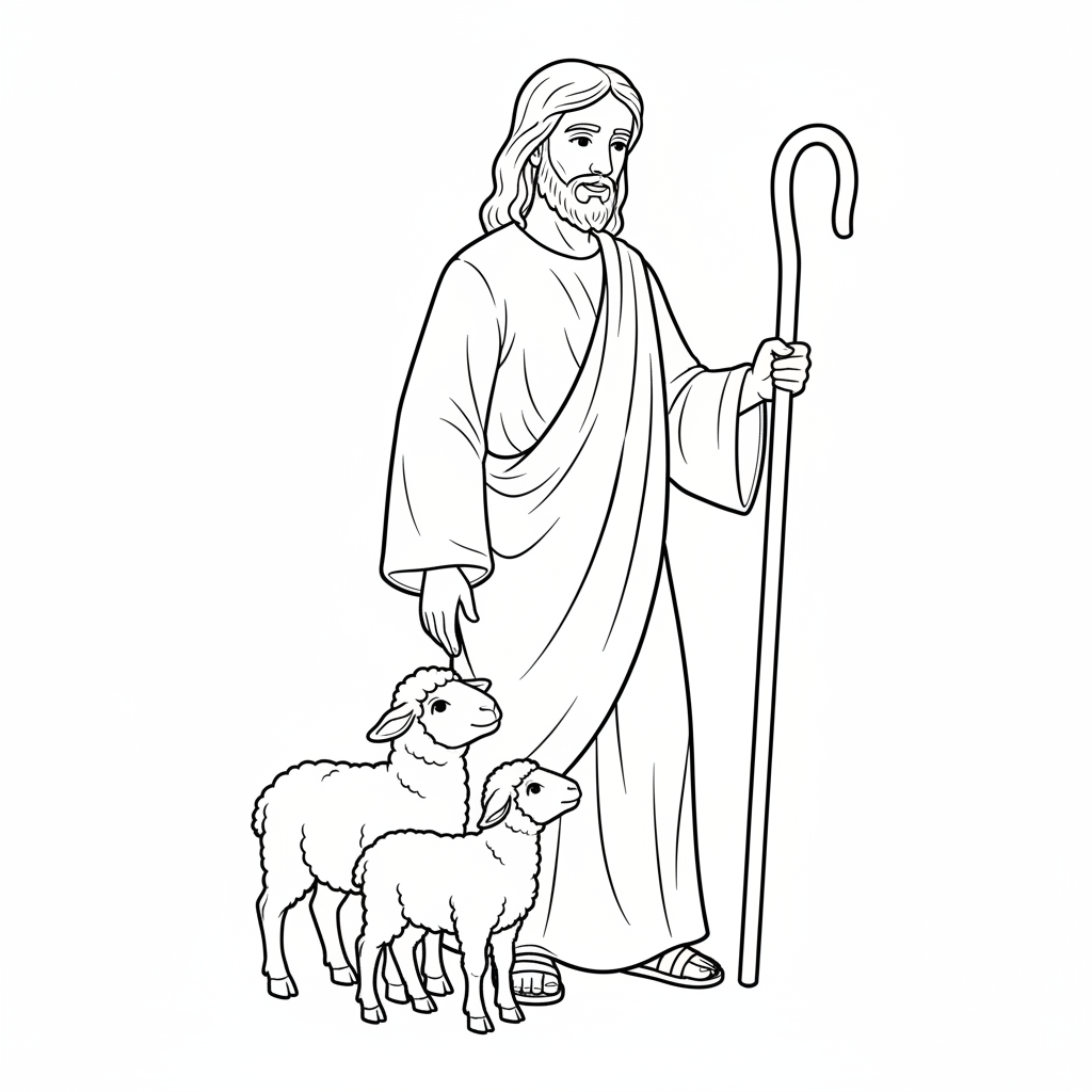 simple jesus man with beard coloring page