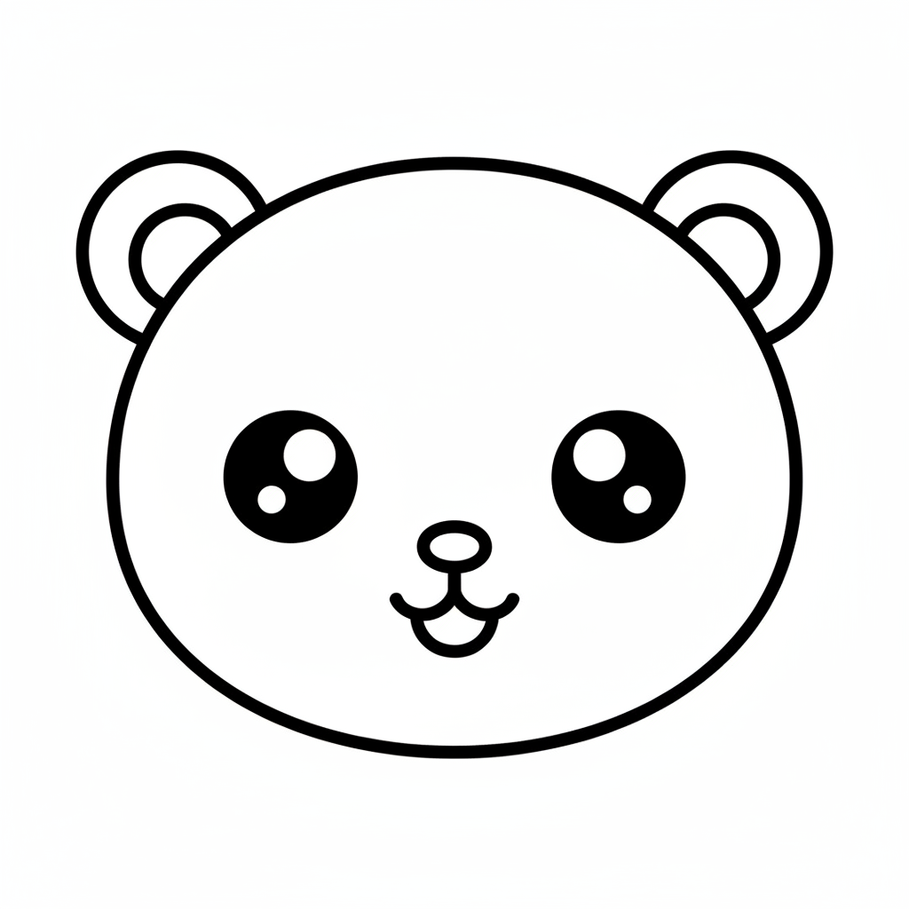 simple kawaii bear face bear coloring page