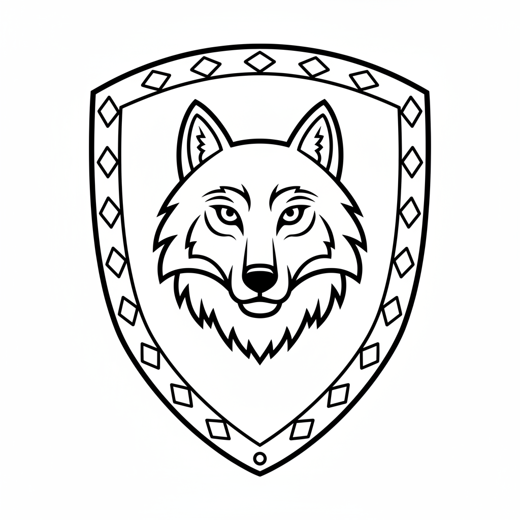 simple large medieval shie coloring page