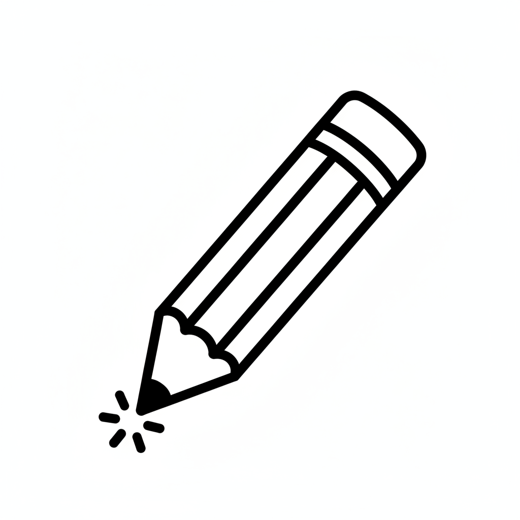 simple large pencil drawn at coloring page