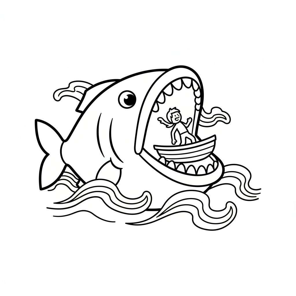 simple large simple fish with coloring page