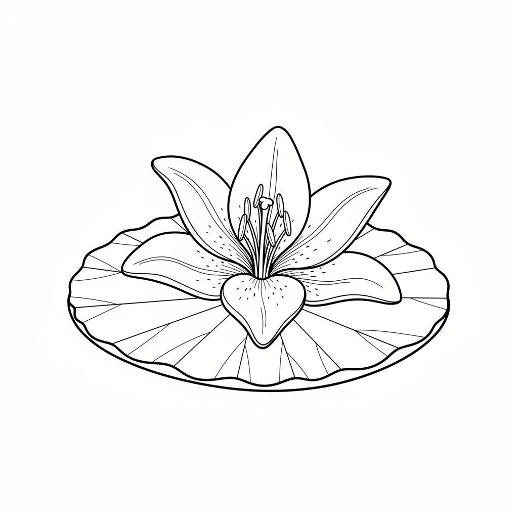 simple lily flower with open coloring page