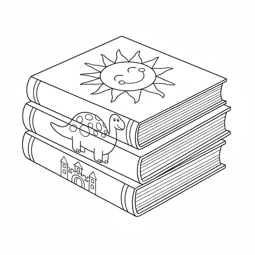 simple neat stack of three coloring page