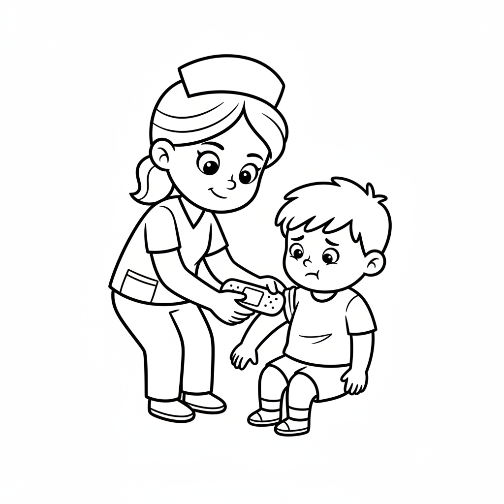 simple nurse in three quarter coloring page