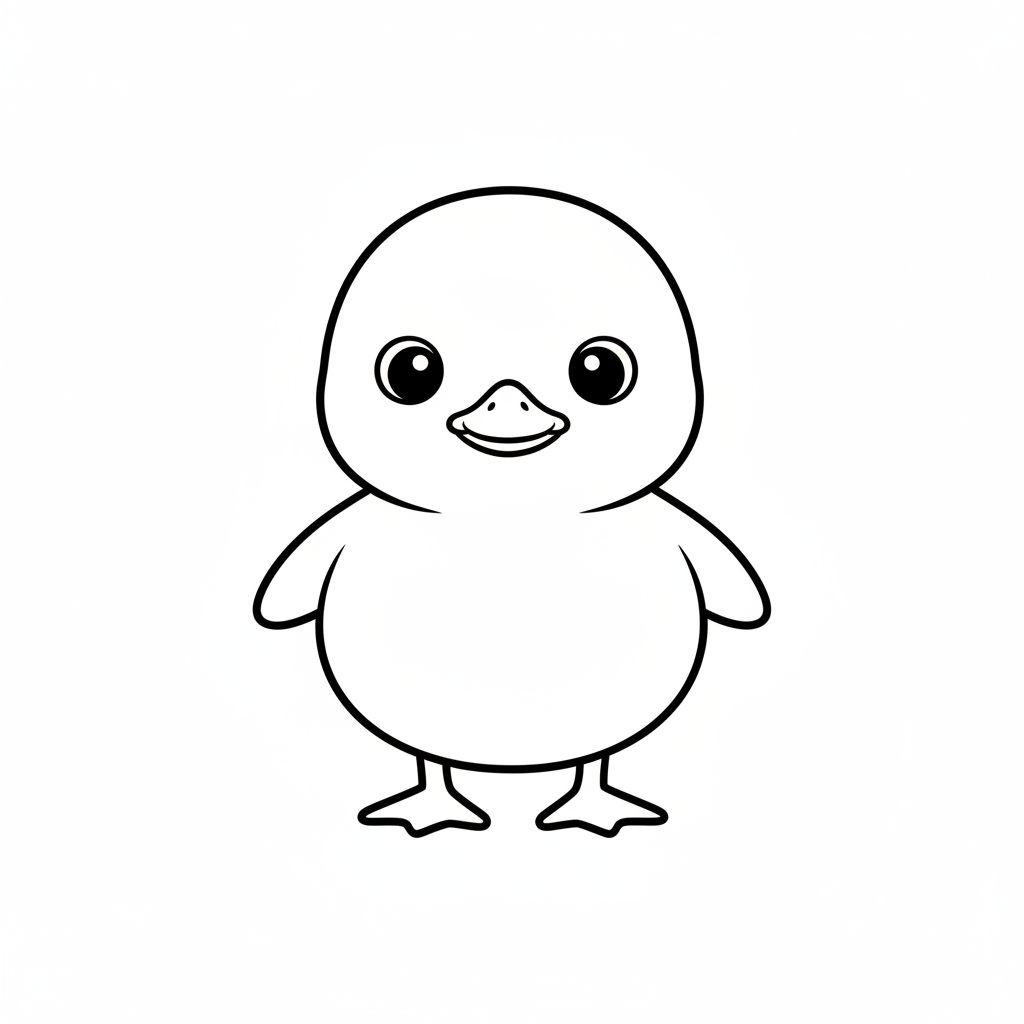 simple of baby duckling standing coloring page
