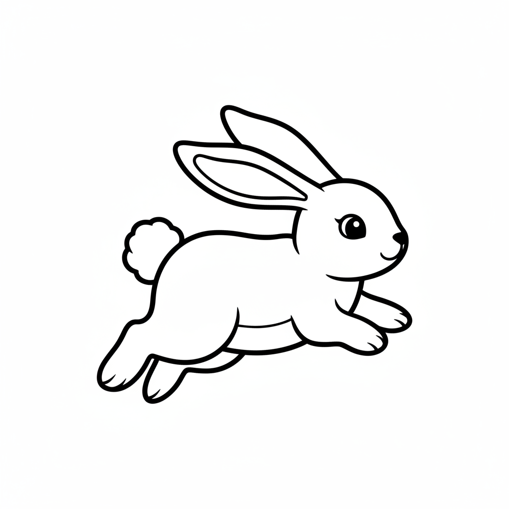 simple of bunny hopping bunny coloring page