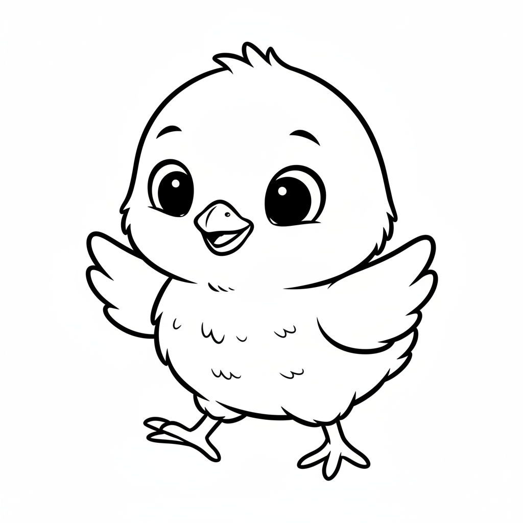 simple of cheerful baby chick coloring page