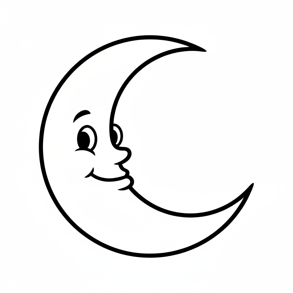 simple of crescent moon moon coloring page