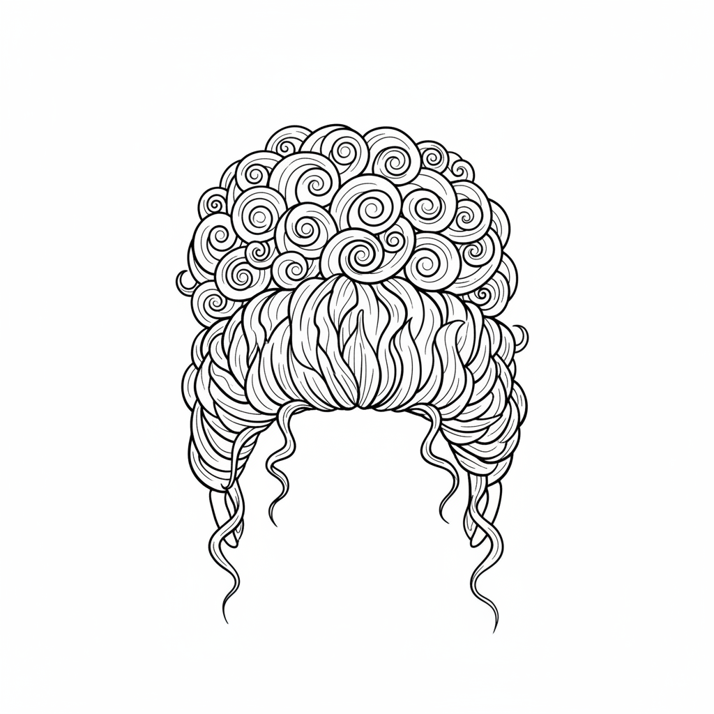 simple of curly hair bun coloring page