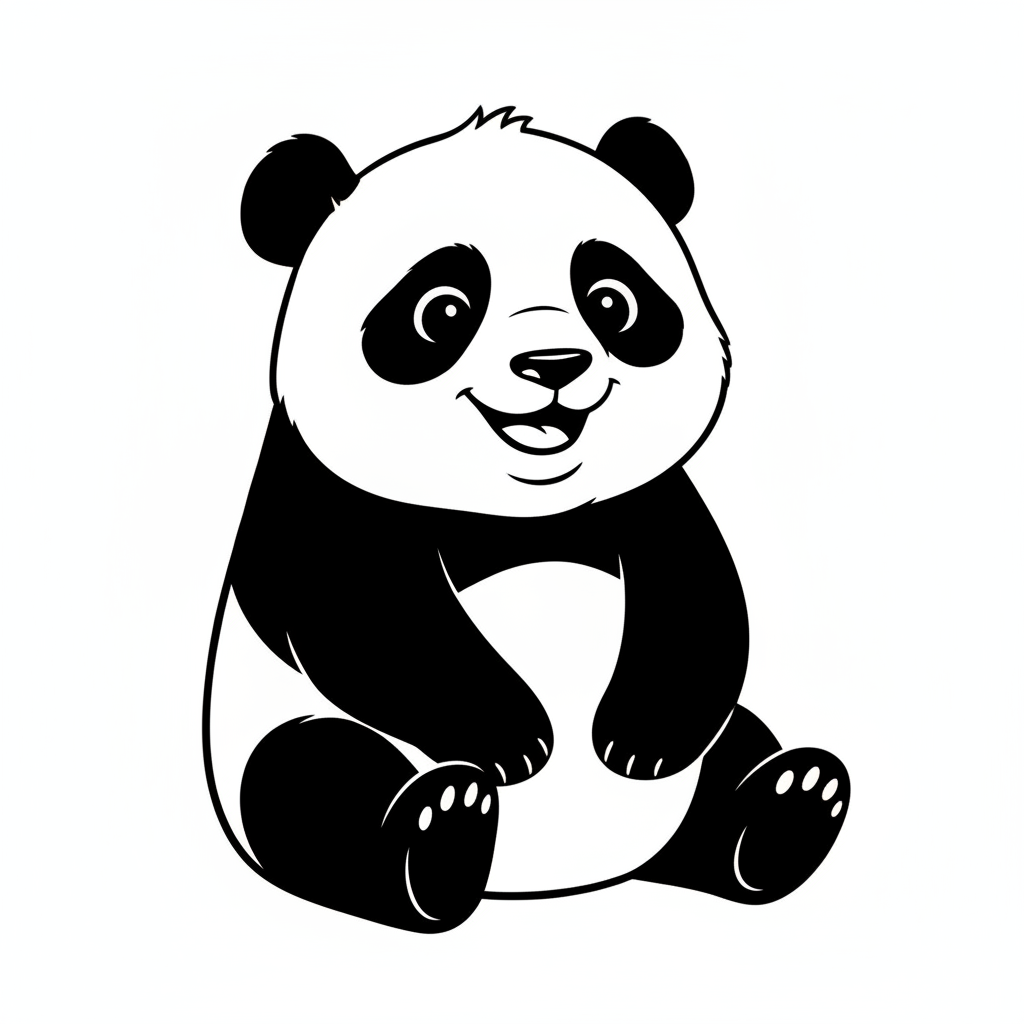 simple of friendly baby panda coloring page
