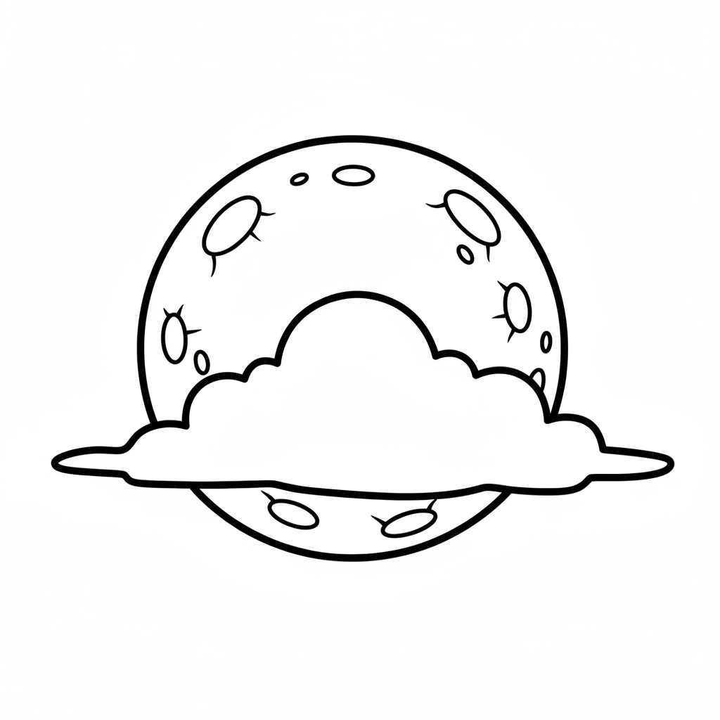 simple of full moon partially coloring page