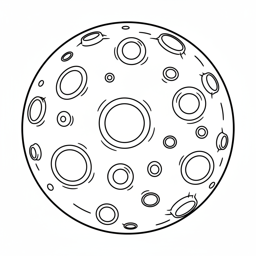 simple of full moon with coloring page