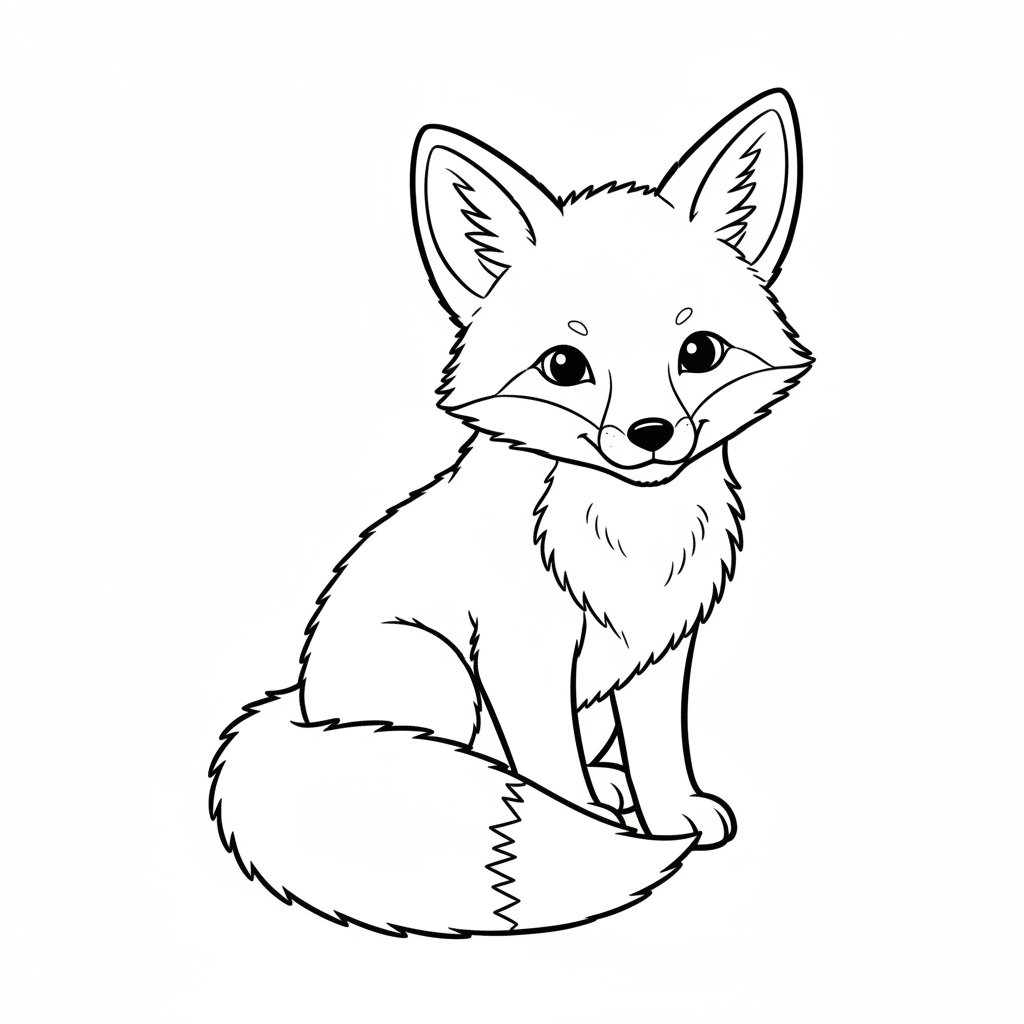 simple of playful fox cub coloring page