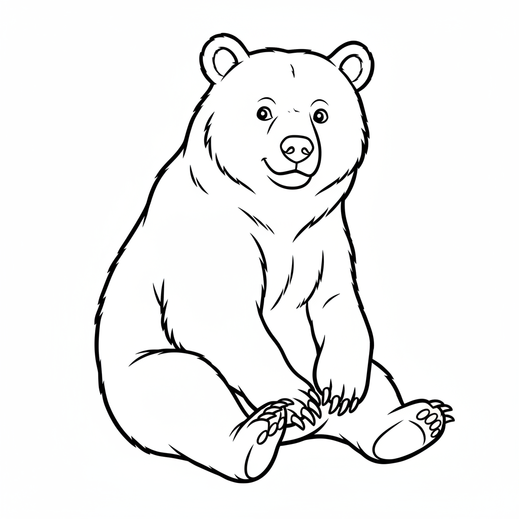 simple of single brown bear coloring page