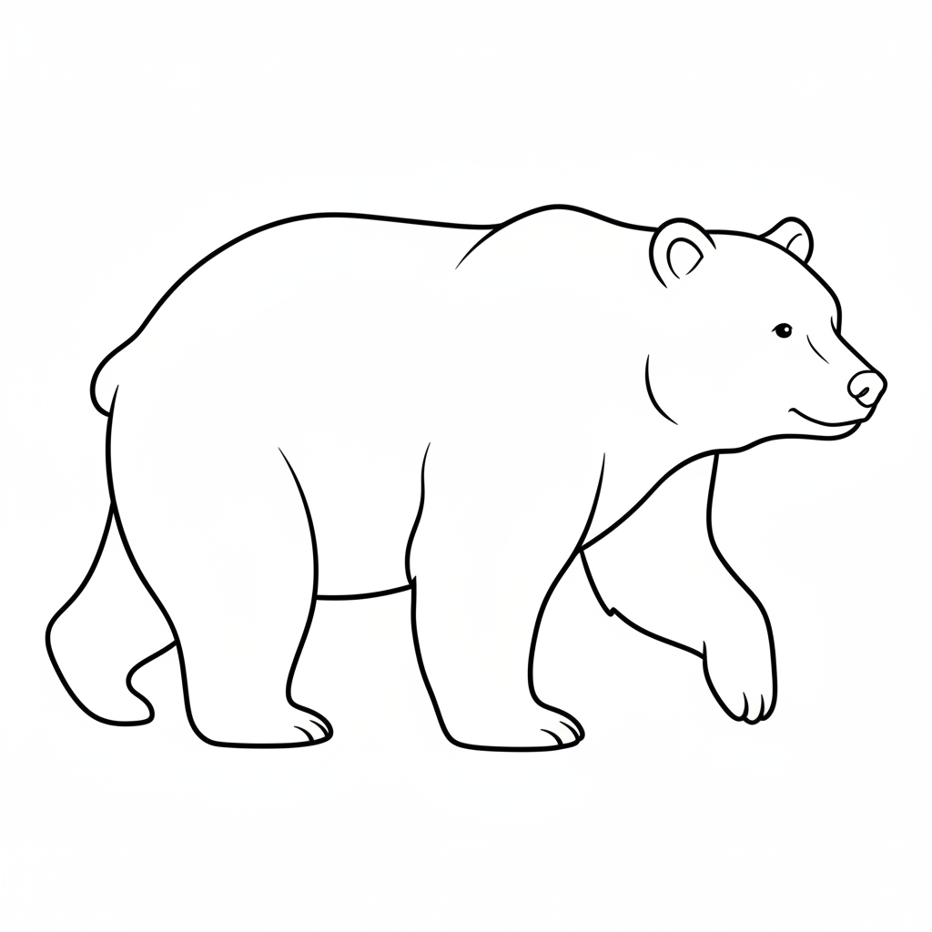 simple of single brown bear coloring page
