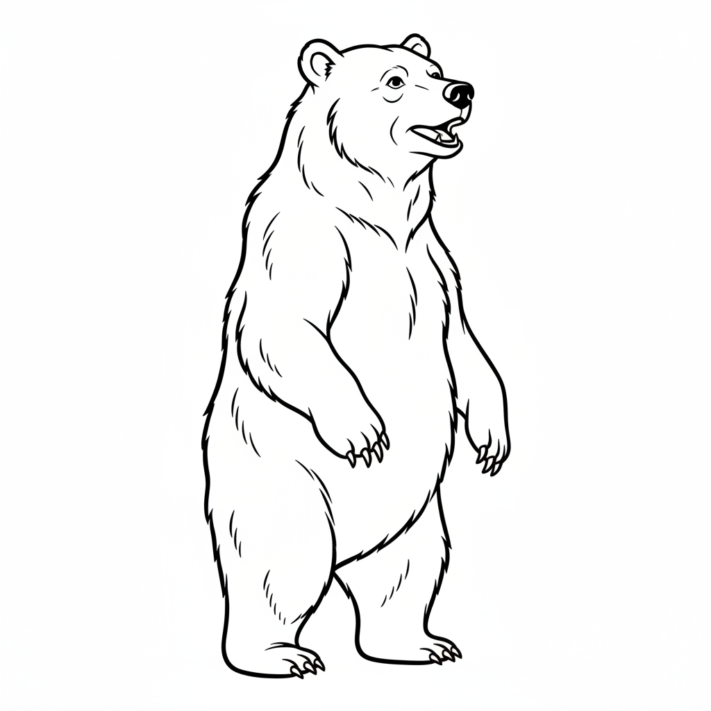 simple of single brown bear coloring page