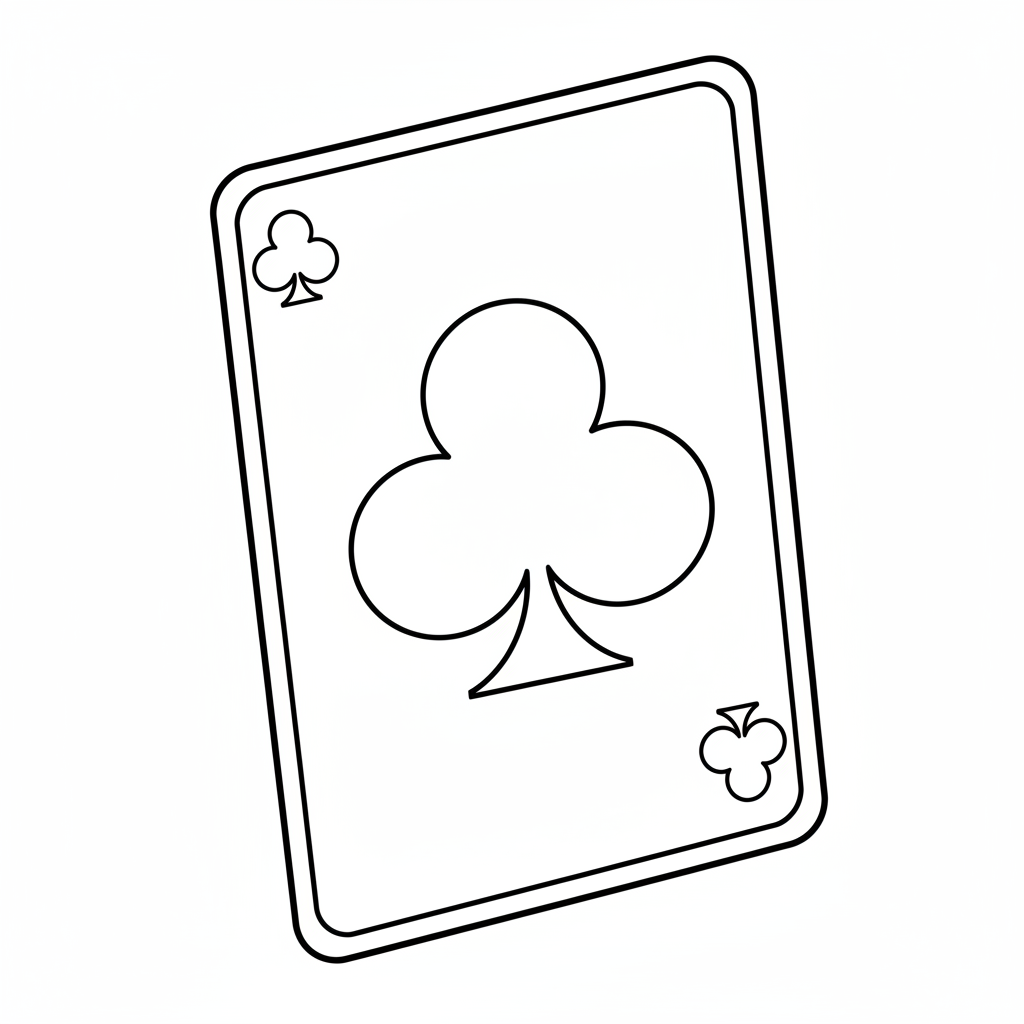 simple of single playing card coloring page