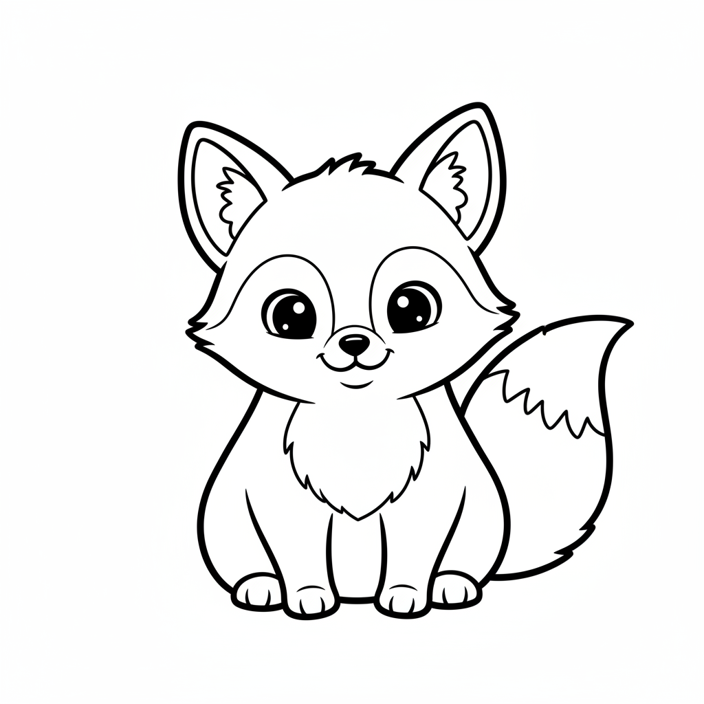 simple of smiling little fox coloring page
