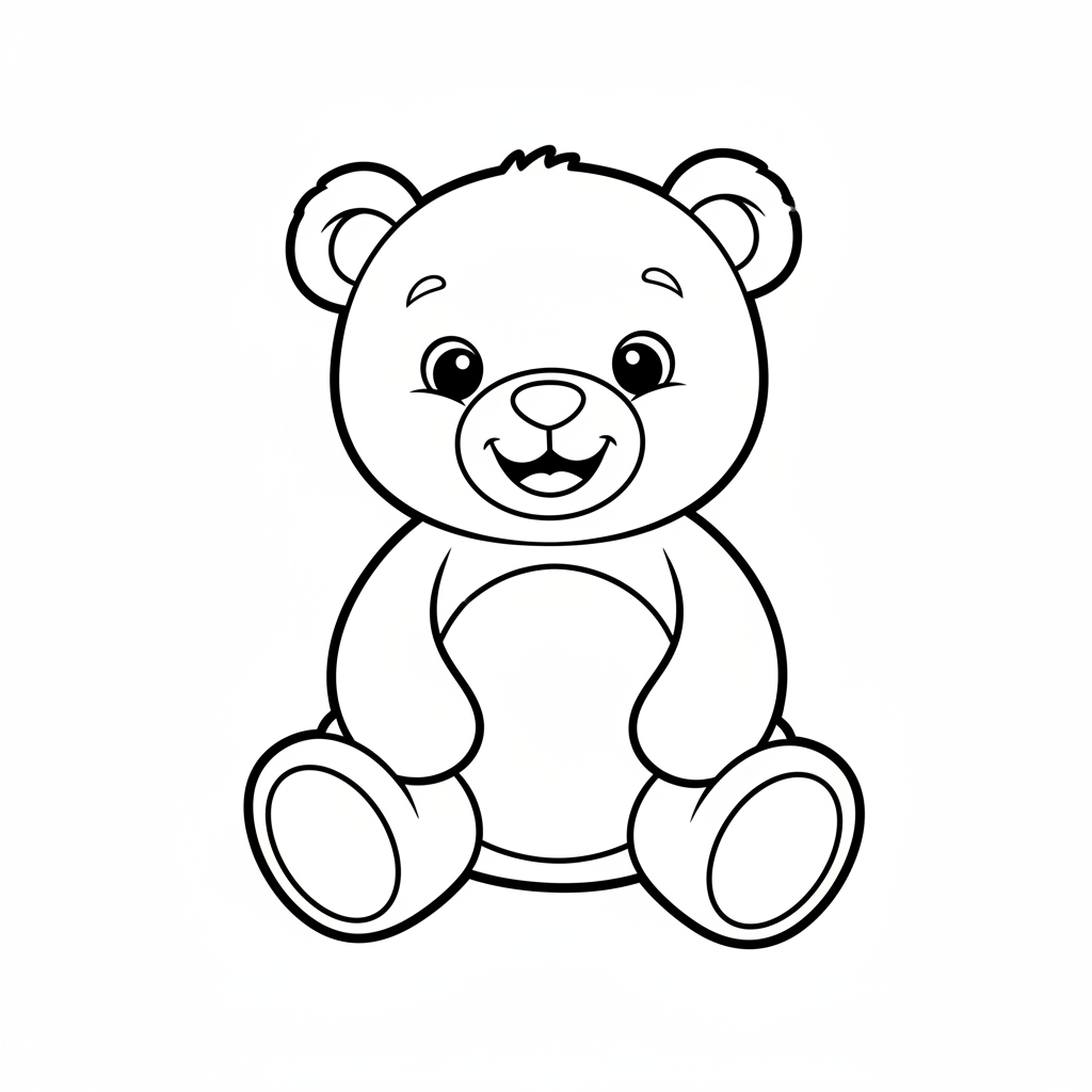 simple of smiling teddy bear coloring page